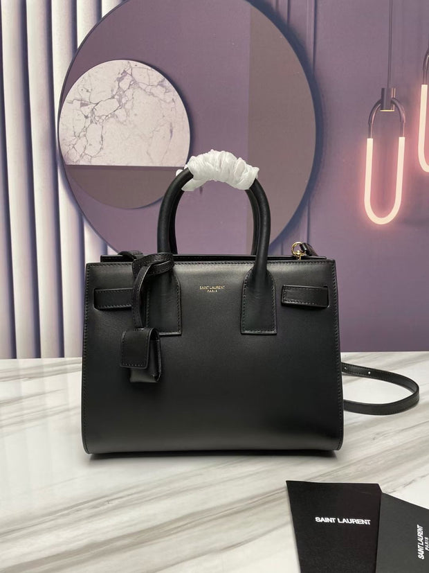 Black Leather with Gold Logo Tote SL-031