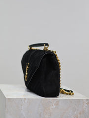 Black Suede with Gold Logo Chevron SL-033