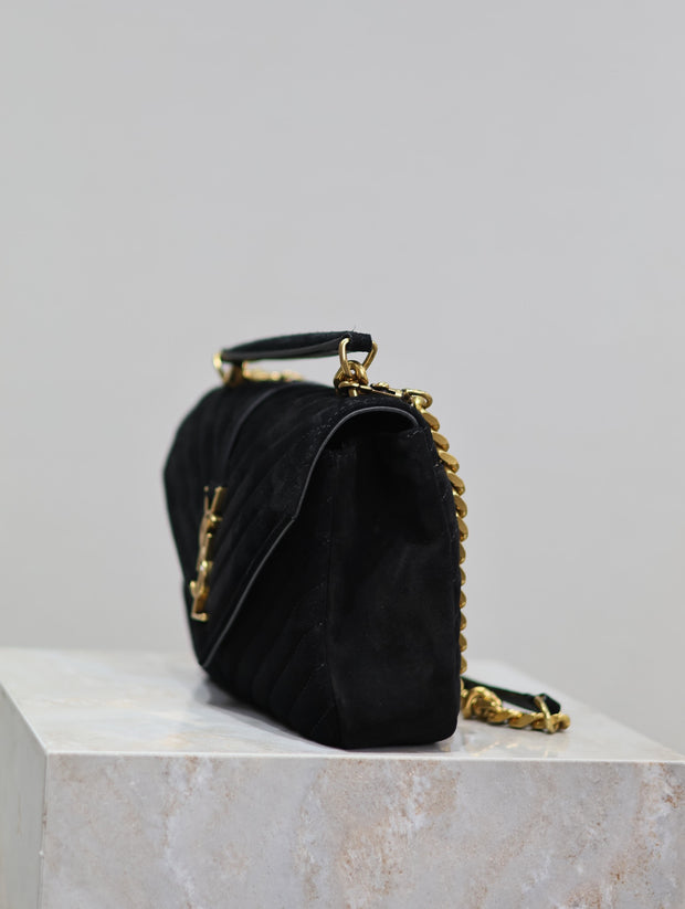 Black Suede with Gold Logo Chevron SL-033