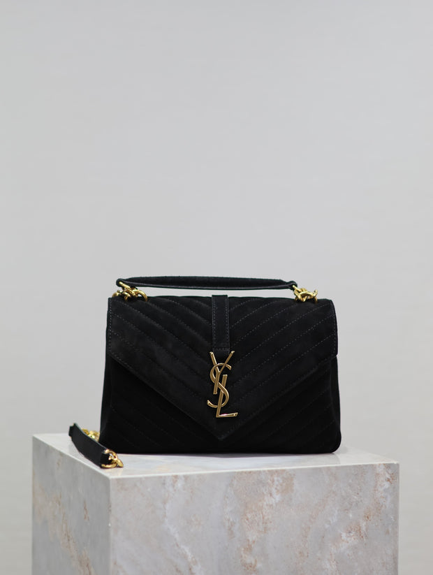 Black Suede with Gold Logo Chevron SL-033