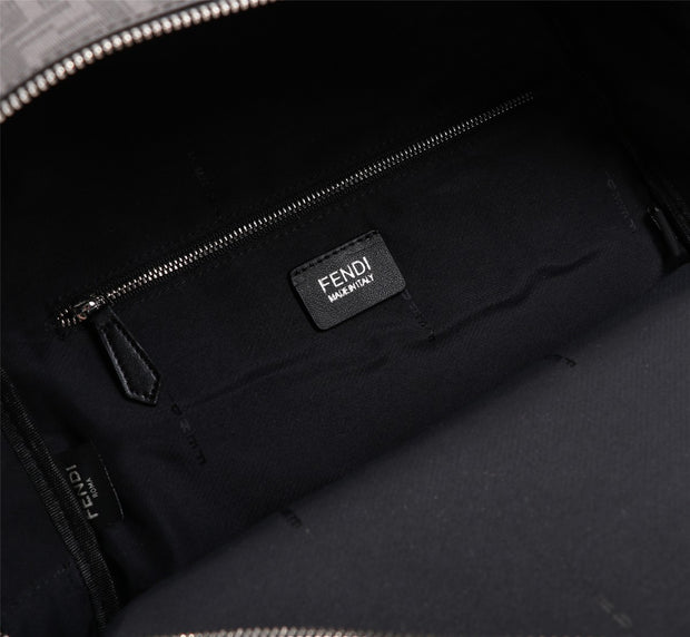 Black with Monogram and Yellow Stripe Backpack FN-033
