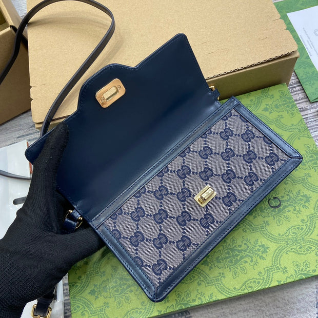 Crossbody with Strap, Blue and Beige, Rectangular Shape GCC-034
