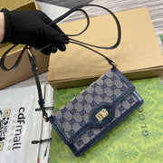 Crossbody with Strap, Blue and Beige, Rectangular Shape GCC-034
