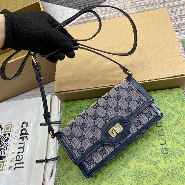 Crossbody with Strap, Blue and Beige, Rectangular Shape GCC-034