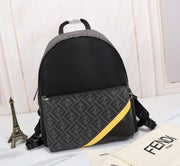 Black with Monogram and Yellow Stripe Backpack FN-033