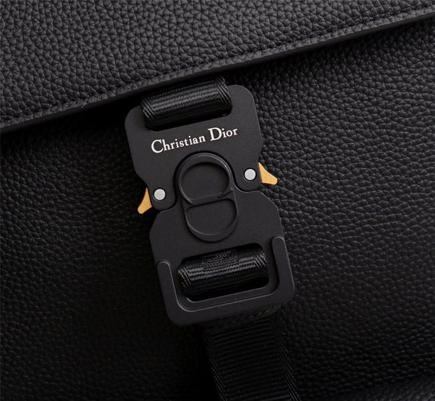 Black Leather Backpack with Gold Lock LV-049