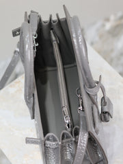 Grey Crocodile Leather with Gold Logo Tote SL-036