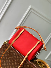 Red Leather with Beige Strap LV-055