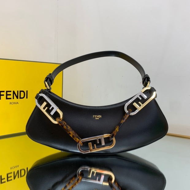 Black Leather with Tortoiseshell and Gold Chain FN-039