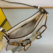 White Leather with Tortoiseshell and Gold Chain FN-040