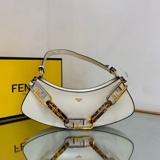 White Leather with Tortoiseshell and Gold Chain FN-040