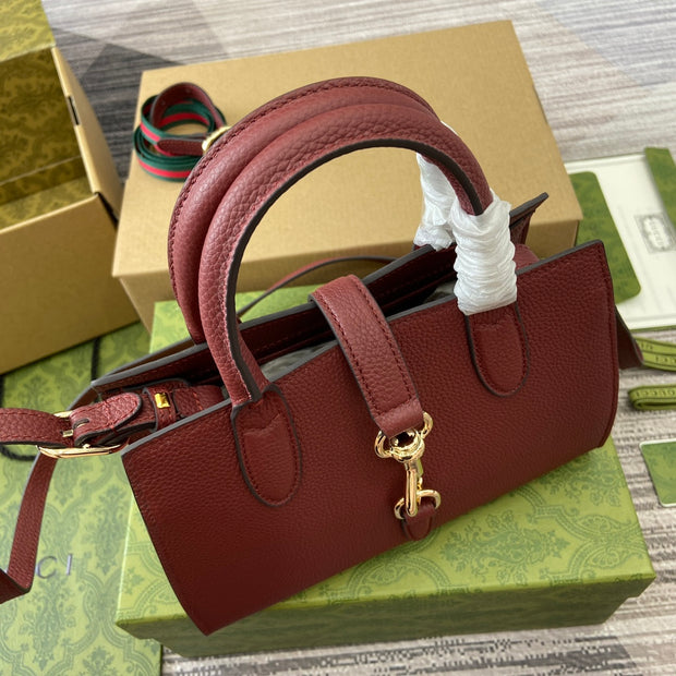 Tote with Strap, Burgundy, Square Shape GCC-041