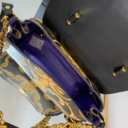 Black with Floral Print and Gold Chain FN-043
