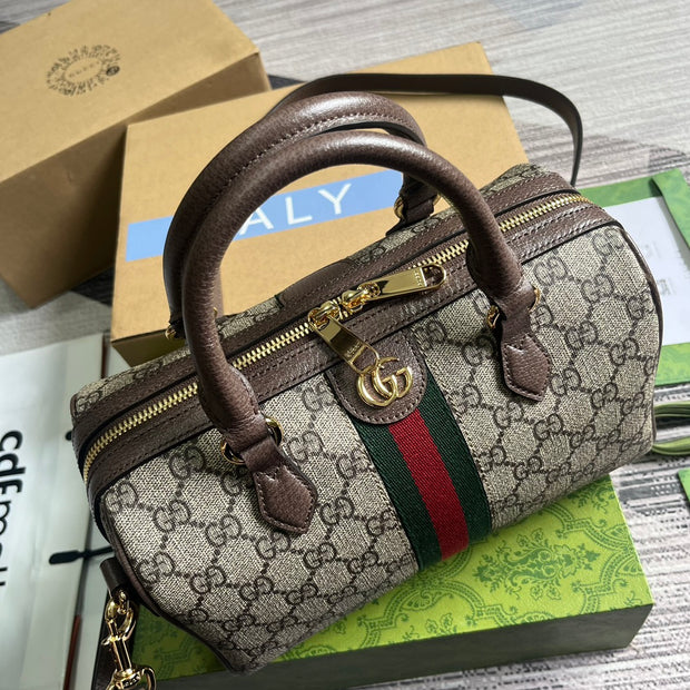Handbag with Strap, Beige and Brown, Oval Shape GCC-044