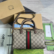 Handbag with Strap, Beige and Brown, Oval Shape GCC-044