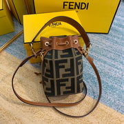 Monogram with Brown Leather Drawstring FN-053