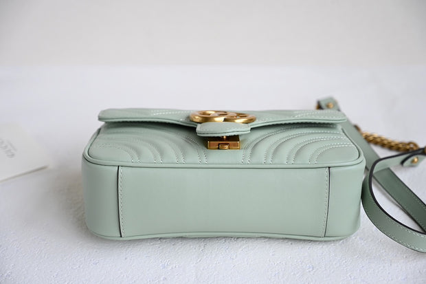 Crossbody with Chain Strap, Mint Green, Quilted Rectangular Shape GCC-054
