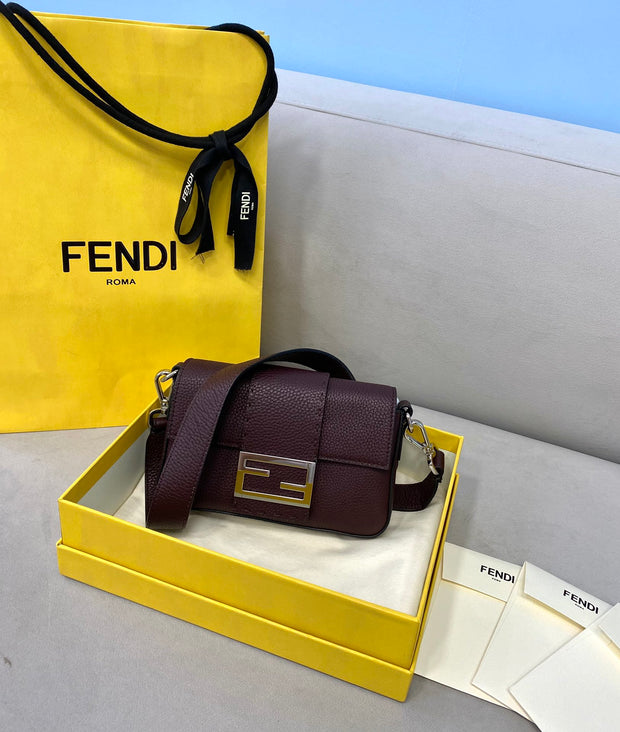 Burgundy Leather with Gold F Logo FN-059