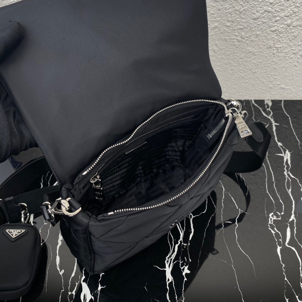 Black soft-lined Re-Nylon shoulder bag
