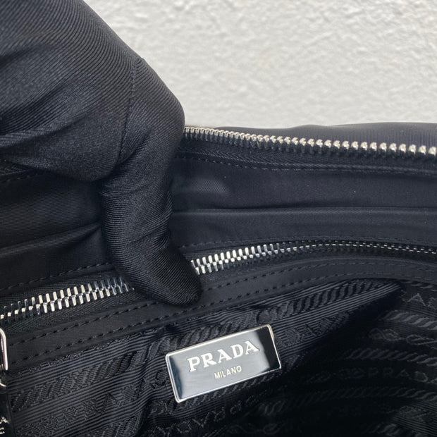 Black soft-lined Re-Nylon shoulder bag