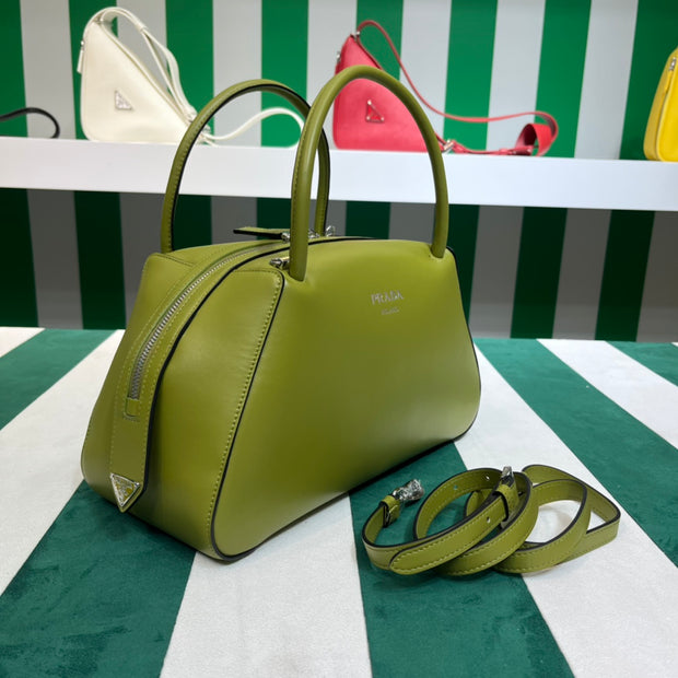 Full leather green 22fw show handbag/crossbody bag