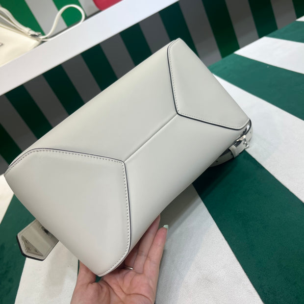 Full leather white 22fw show handbag/crossbody bag (large)