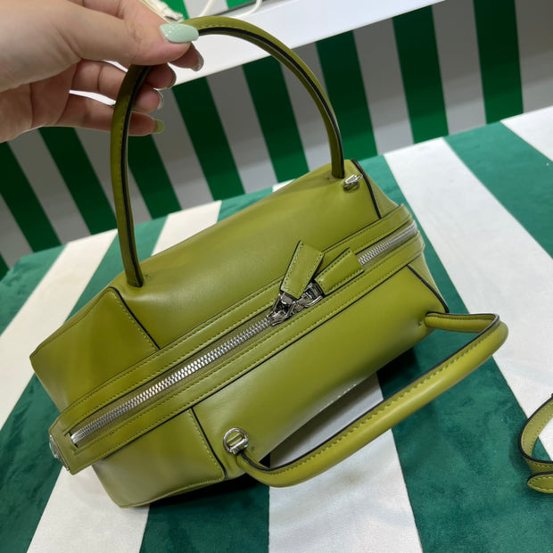 Full leather green 22fw show handbag/crossbody bag
