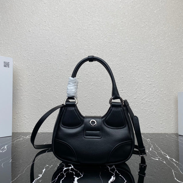 French lambskin black Moon Bag underarm crescent bag Classic retro