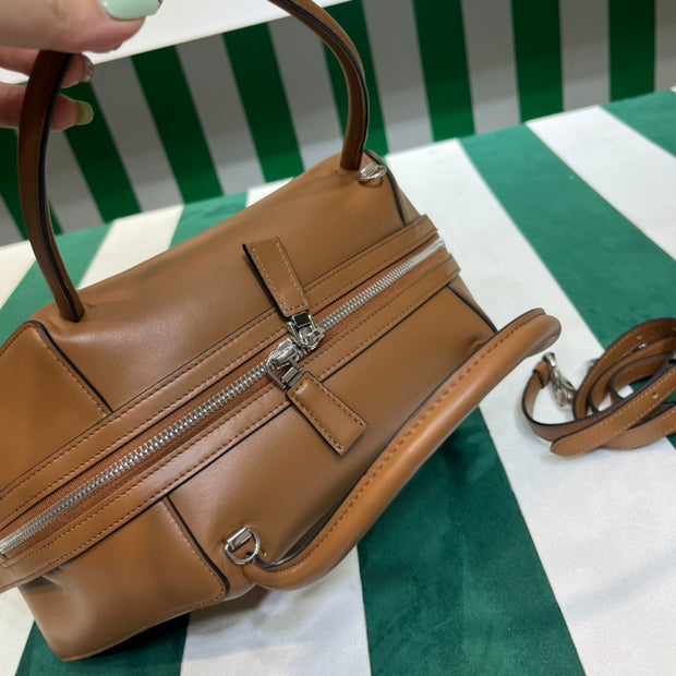Full leather brown 22fw show handbag/crossbody bag