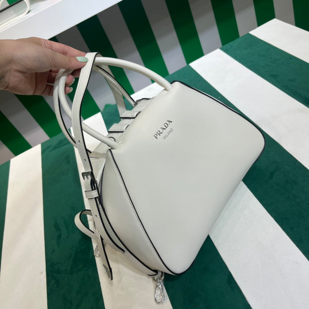 Full leather white 22fw show handbag/crossbody bag (large)