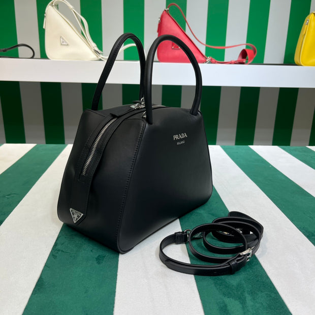 Full leather black 22fw show handbag/crossbody bag (large)