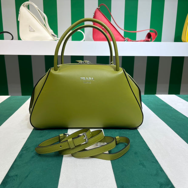 Full leather green 22fw show handbag/crossbody bag