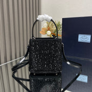 Black Starry Bucket Panier handbag covered with imitation crystals