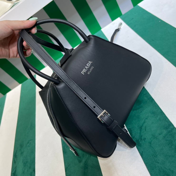 Full leather black 22fw show handbag/crossbody bag (large)