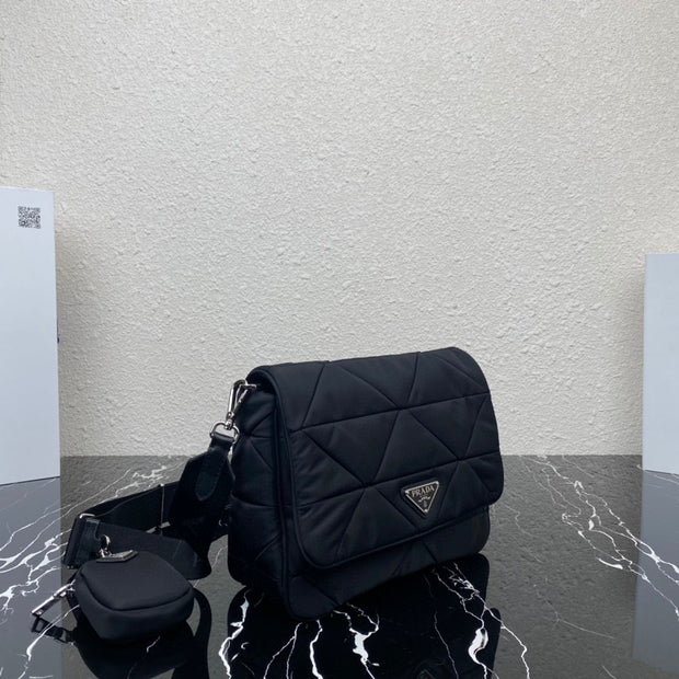 Black soft-lined Re-Nylon shoulder bag