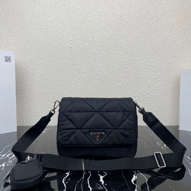 Black soft-lined Re-Nylon shoulder bag