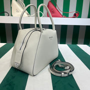 Full leather white 22fw show handbag/crossbody bag (large)