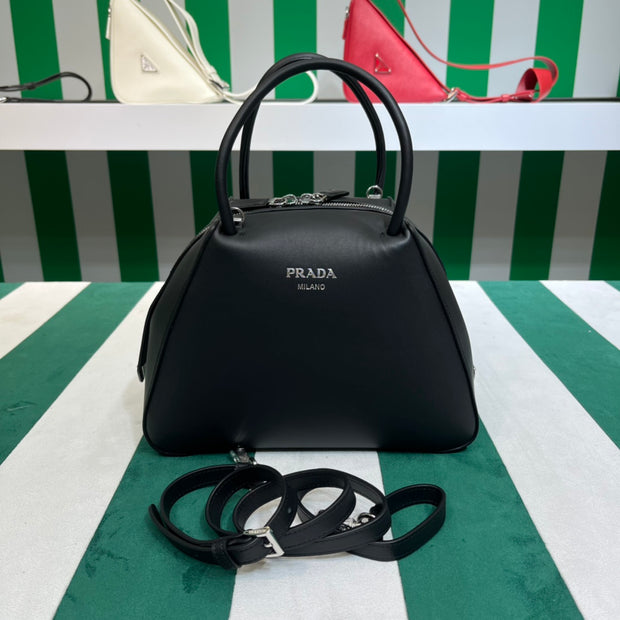 Full leather black 22fw show handbag/crossbody bag (large)